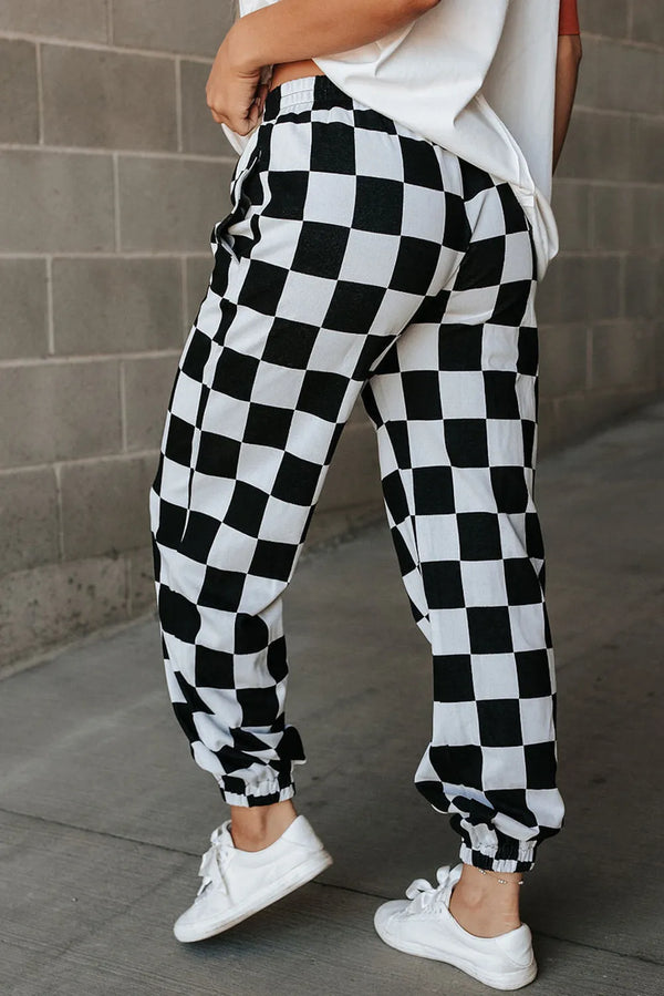 Checkered Elastic Waist Joggers - 1985 the VAULT Boutique