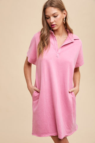 Annie Wear Mineral Washed Johnny Collar Short Sleeve Dress - 1985 the VAULT Boutique