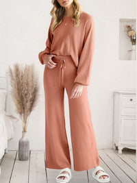 Long Sleeve Lounge Top and Drawstring Pants Set - 1985 the VAULT Boutique