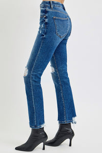 RISEN Full Size High Rise Distressed Crop Straight Jeans - 1985 the VAULT Boutique