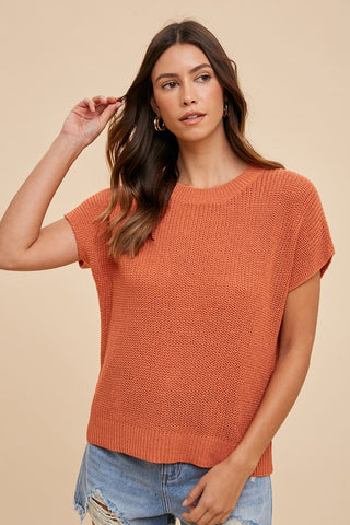 Annie Wear Round Neck Short Sleeve Sweater - 1985 the VAULT Boutique