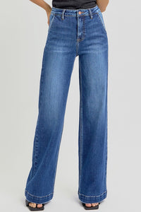 RISEN Full Size High Rise Wide Leg Jeans with Slanted Pockets - 1985 the VAULT Boutique