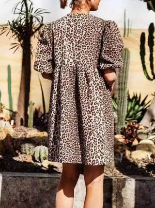 Leopard Short Sleeve Mini Dress - 1985 the VAULT Boutique