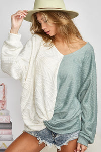 BiBi Twist Front Contrast Cable Knit Top - 1985 the VAULT Boutique