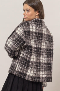 HYFVE Plaid Collared Neck Boucle Jacket with Pockets - 1985 the VAULT Boutique