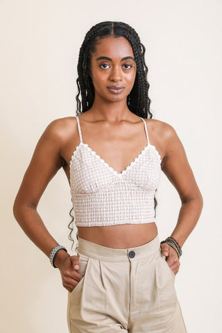 Gingham Smocked Bralette - 1985 the VAULT Boutique