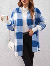 Plaid Long Sleeve Hooded Coat - 1985 the VAULT Boutique