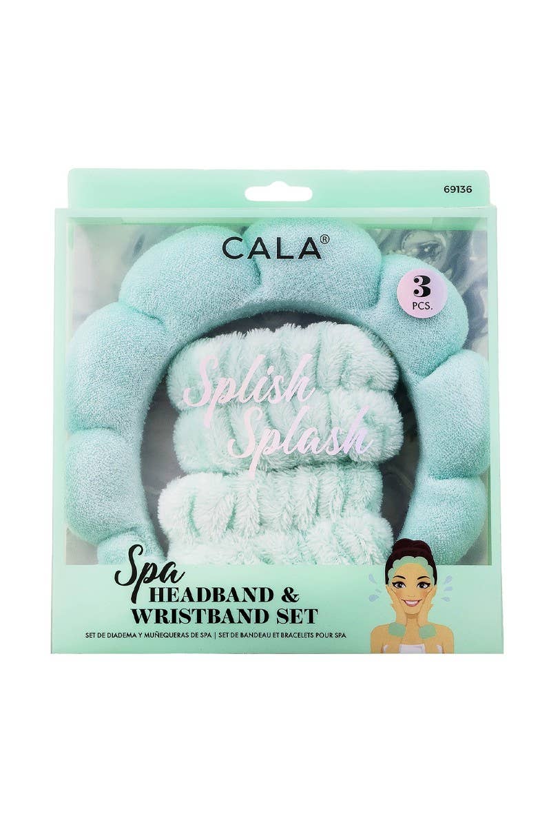 CALA Mint Spa Headband & Wristband Set
