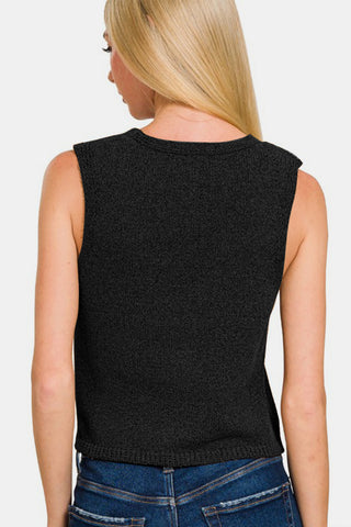 Zenana Hook and Eye Closure V-Neck Sweater Vest - 1985 the VAULT Boutique