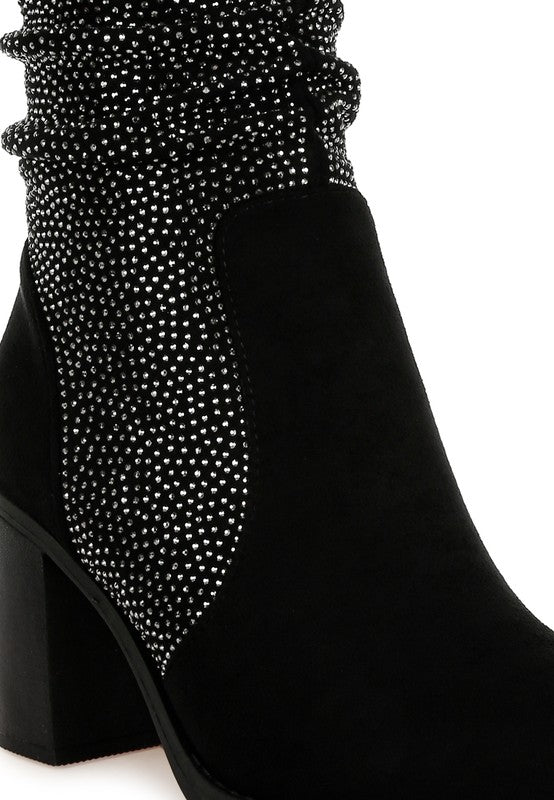 Chinar Rhinestone Studded Slouchy Ankle Boots - 1985 the VAULT Boutique