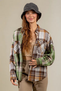 Plaid Collared Neck Long Sleeve Shirt - 1985 the VAULT Boutique