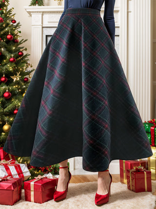 Plaid Elastic Waist Midi Skirt - 1985 the VAULT Boutique