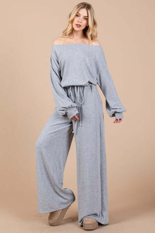 Ces Femme Boat Neck Long Sleeve Drawstring Jumpsuit - 1985 the VAULT Boutique