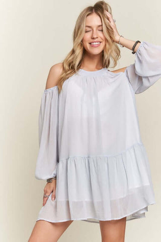 ADORA Cold Shoulder Balloon Sleeve Mini Dress - 1985 the VAULT Boutique