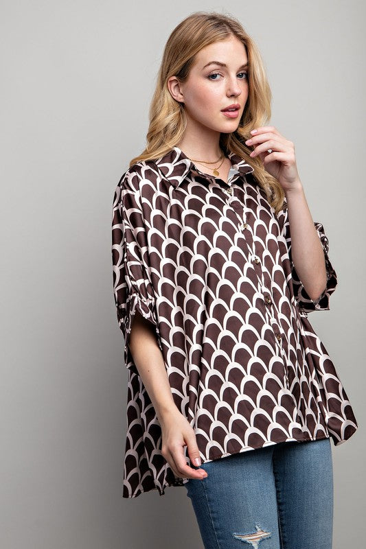 LIGHT SATIN PRINT BUTTON DOWN SHIRT - 1985 the VAULT Boutique