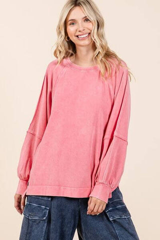 Mittoshop Mineral Wash Raglan Long Sleeve Oversized Top - 1985 the VAULT Boutique