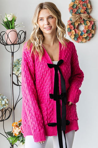 First Love Tie Closure Open Knit Cardigan - 1985 the VAULT Boutique