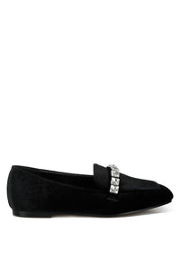 Kyari Velvet Diamante Strap Loafers - 1985 the VAULT Boutique