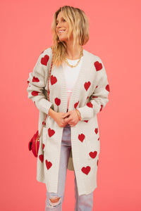 Heart Graphic Open Front Cardigan with Pockets - 1985 the VAULT Boutique