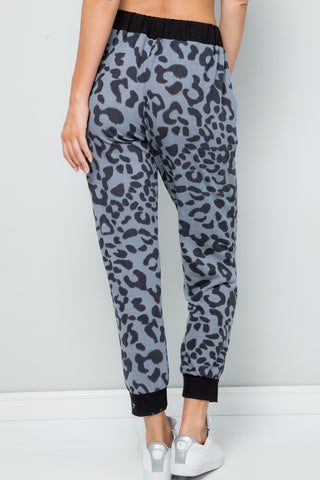 Celeste Full Size Leopard Contrast Sweatpants - 1985 the VAULT Boutique