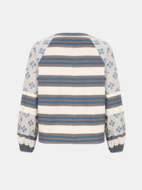 Flower & Striped Print Round Neck Sweatshirt