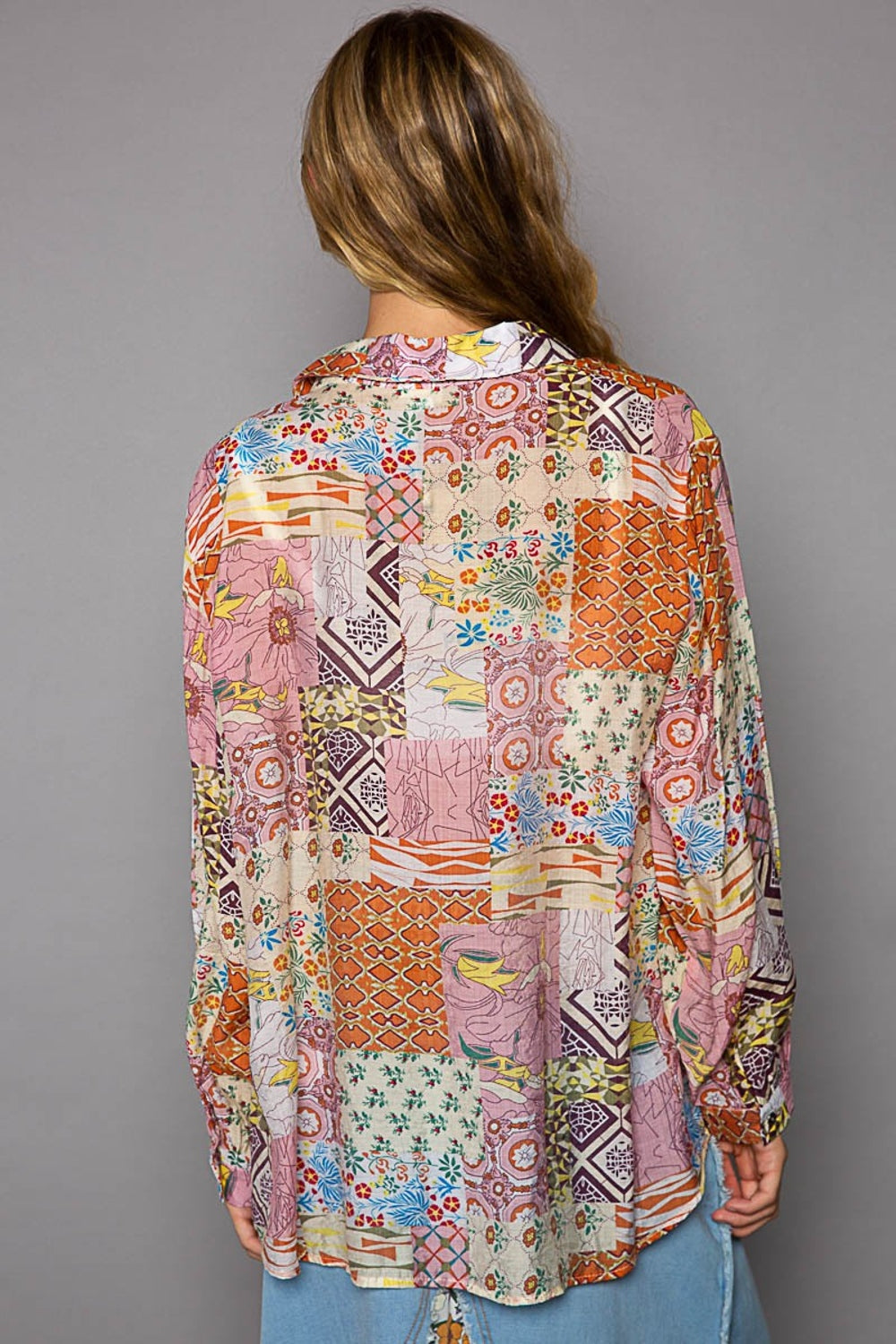 POL Button-Down Long Sleeve Printed Shirt - 1985 the VAULT Boutique