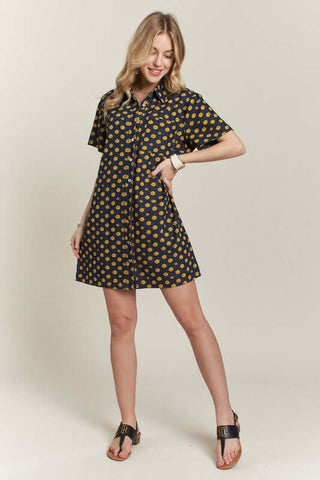 ADORA Floral Button-Up Mini Denim Dress - 1985 the VAULT Boutique