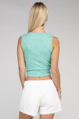 Basic Ribbed Scoop Neck Cropped Sleeveless Top - 1985 the VAULT Boutique