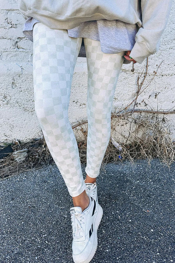 Checkered Elastic Waist Leggings - 1985 the VAULT Boutique