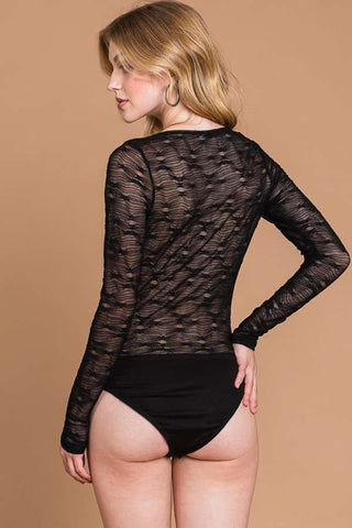 Culture Code Round Neck Mesh Perspective Bodysuit - 1985 the VAULT Boutique