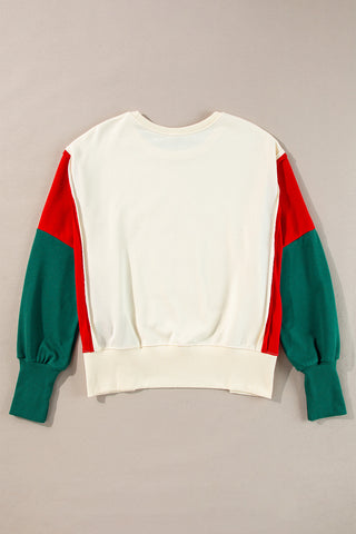 Color Block Star Side Slit Lantern Sleeve Sweatshirt - 1985 the VAULT Boutique