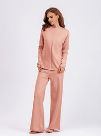 Basic Bae Rolled Round Neck Top and Pants Sweater Set - 1985 the VAULT Boutique