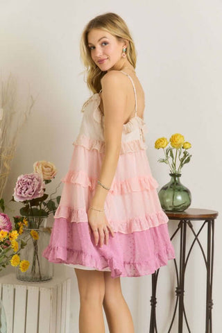 ADORA Swiss Dot Ruffled Tiered Mini Dress - 1985 the VAULT Boutique