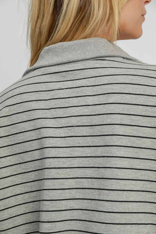 Umgee Striped Half Zip Short Sleeve Sweatshirt - 1985 the VAULT Boutique