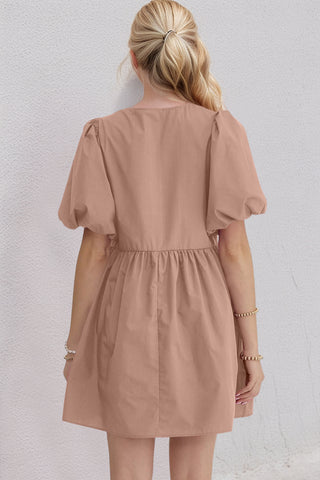 Oh Bow Ruched Puff Sleeve Mini Dress - 1985 the VAULT Boutique