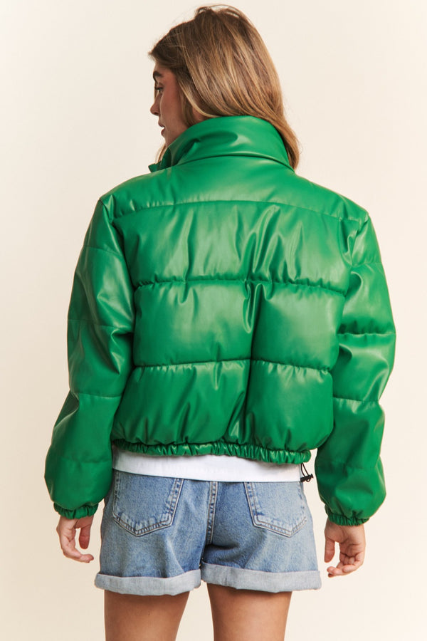 J.NNA Turtleneck Snap and Zipper Closure Crop Puff Jacket - 1985 the VAULT Boutique