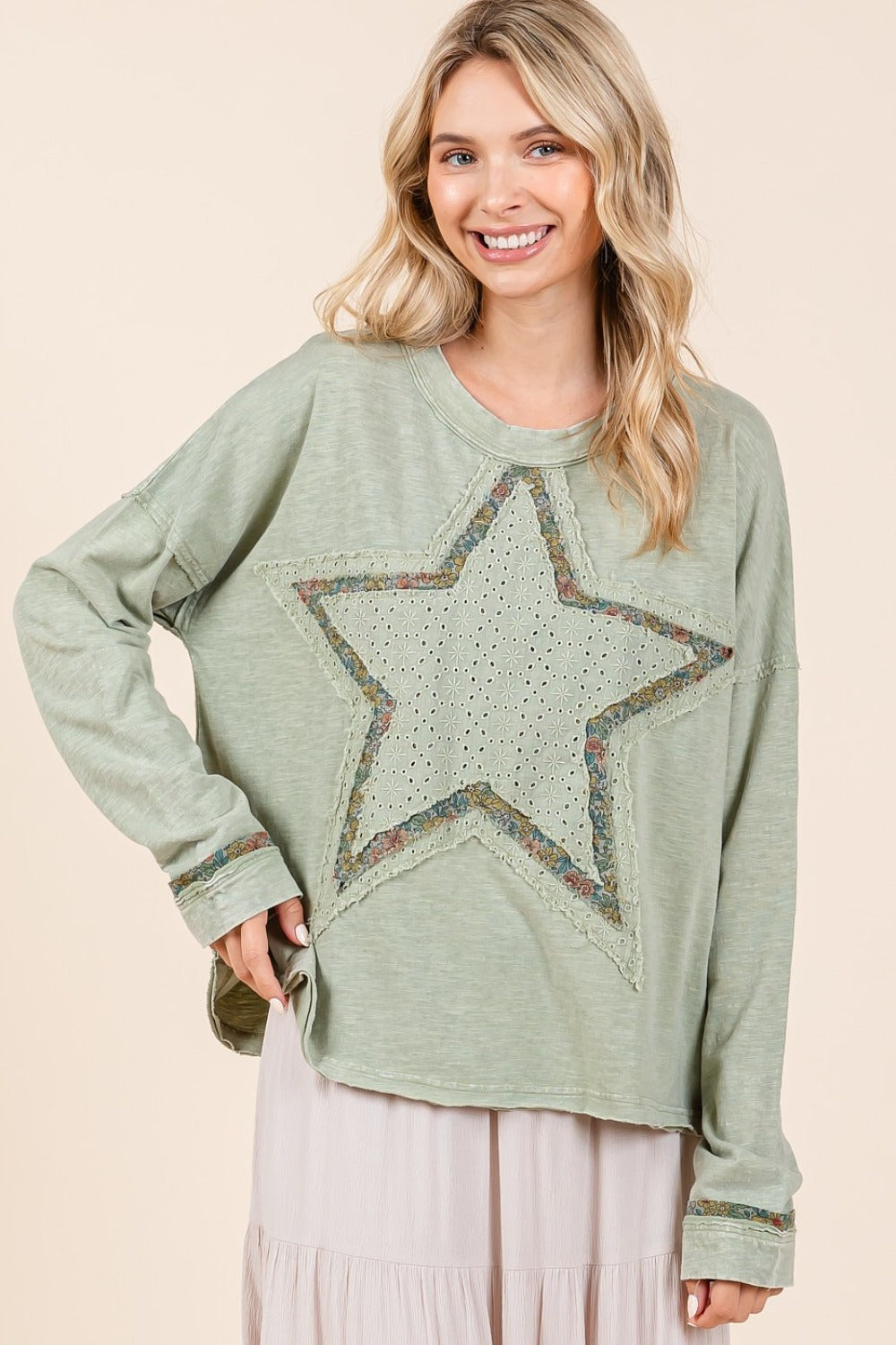 Mittoshop Mineral Wash Star Patch Long Sleeve T-Shirt - 1985 the VAULT Boutique