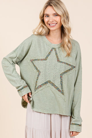 Mittoshop Mineral Wash Star Patch Long Sleeve T-Shirt - 1985 the VAULT Boutique