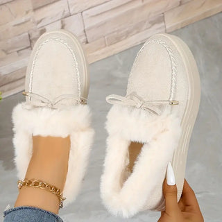 Bow Furry Round Toe Flat Slip-Ons - 1985 the VAULT Boutique