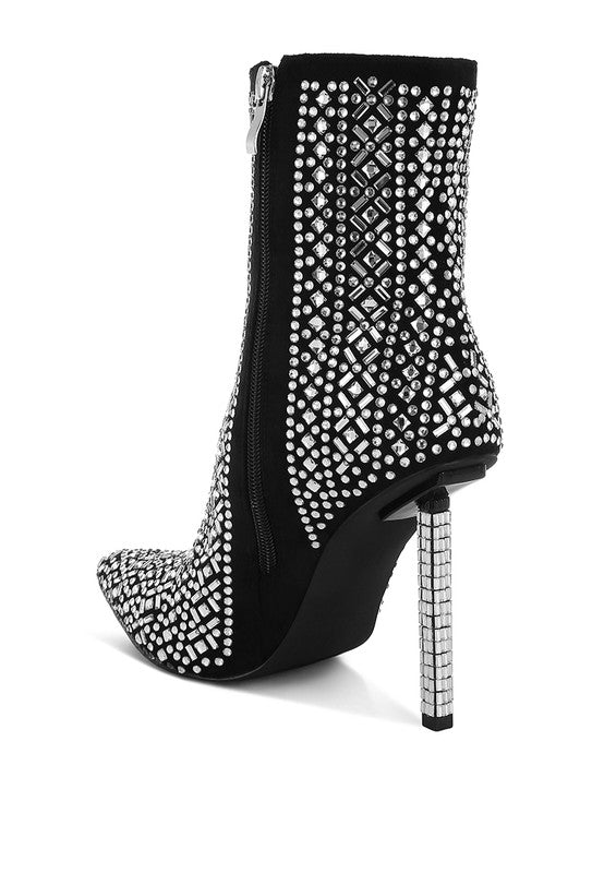 Shinding Patterned Rhinestones Stiletto Boots - 1985 the VAULT Boutique