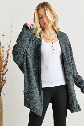 ADORA Popcorn Knit Open Front Long Sleeve Cardigan - 1985 the VAULT Boutique