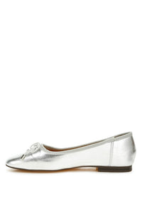 Primrose Metallic Pleather Bow Ballerinas - 1985 the VAULT Boutique