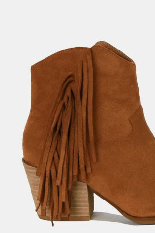 Beast Fashion Suede Fringe Point Toe Ankle Boots - 1985 the VAULT Boutique