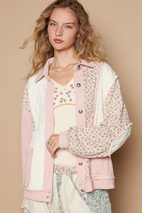 POL Floral Exposed Seam Button Up Quilted Jacket - 1985 the VAULT Boutique