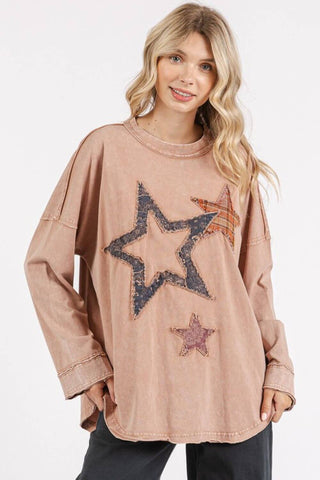 Mittoshop Mineral Wash Star Patch Long Sleeve T-Shirt - 1985 the VAULT Boutique