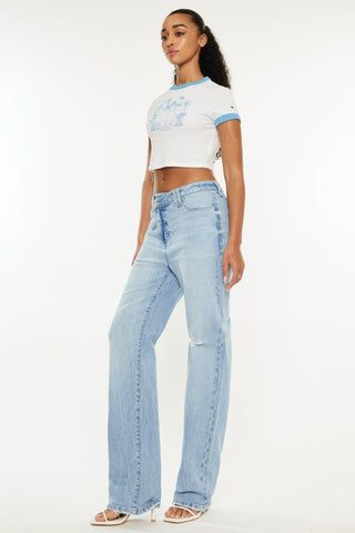 Kancan Distressed High Waist Straight Jeans - 1985 the VAULT Boutique