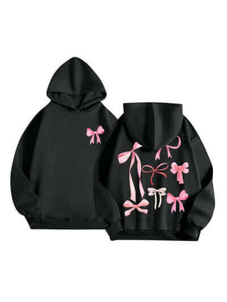 Bow Print Long Sleeve Hoodie - 1985 the VAULT Boutique