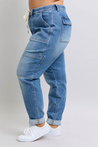 Clayton High Rise Cuffed Cargo Denim Jogger - 1985 the VAULT Boutique