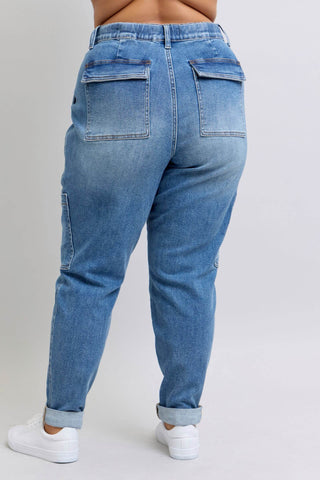 Clayton High Rise Cuffed Cargo Denim Jogger - 1985 the VAULT Boutique