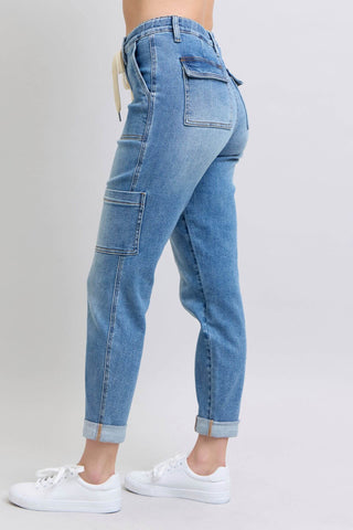 Clayton High Rise Cuffed Cargo Denim Jogger - 1985 the VAULT Boutique